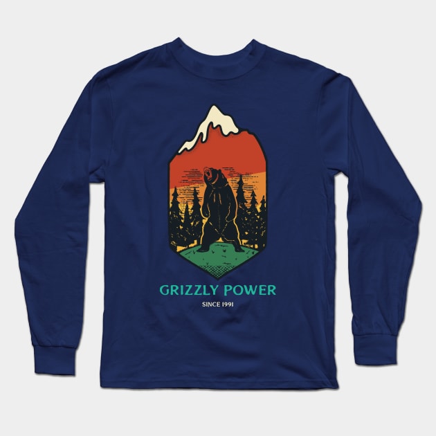 grizzly bear power Long Sleeve T-Shirt by WOAT